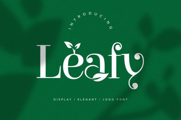 非常适合logo标志设计的时尚高端树叶英文字体-Leafy
