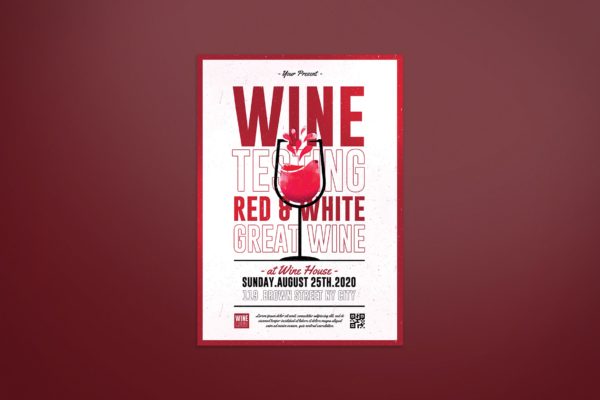 红酒复古时尚海报广告设计模板（PSD,Ai）