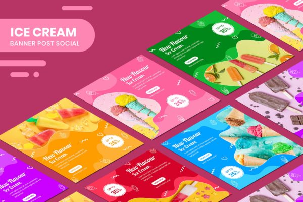 夏季冰淇淋&雪糕广告设计模板下载（PSD）