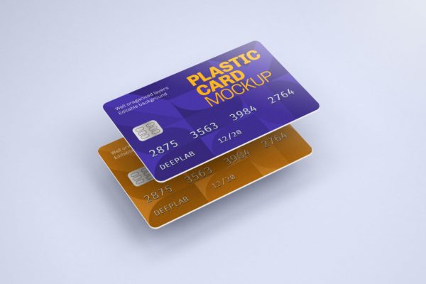 2张组合的塑料卡模型|信用卡样机（PSD）