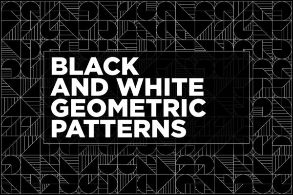 时尚高端专业的高品质多用途黑色和白色的几何图案背景底纹纹理集合