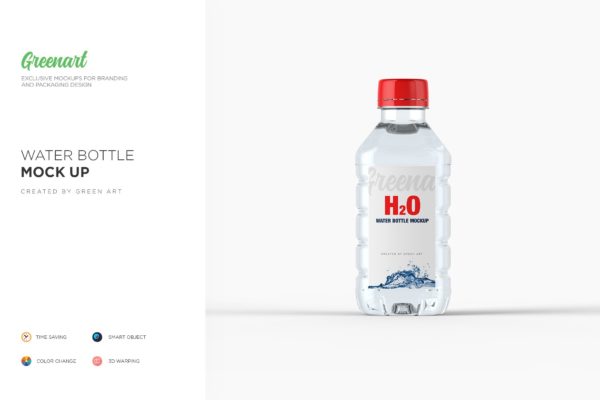 白色PET塑料瓶矿泉水包装设计样机模板