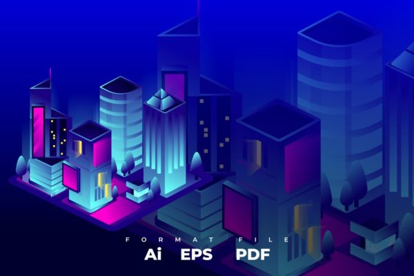 2.5D抽象城市素材（EPS,AI,JPG,PDF,PNG）