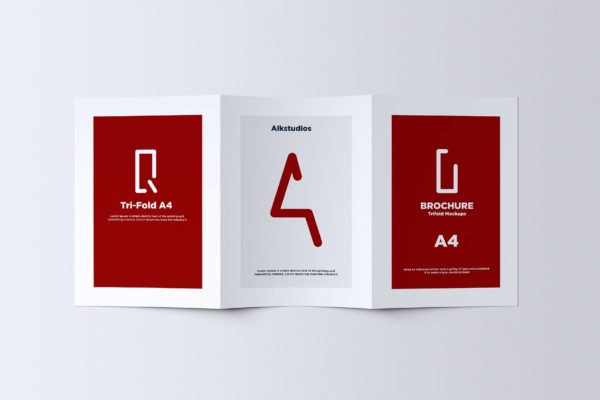A4尺寸三折式广告手册宣传册设计样机