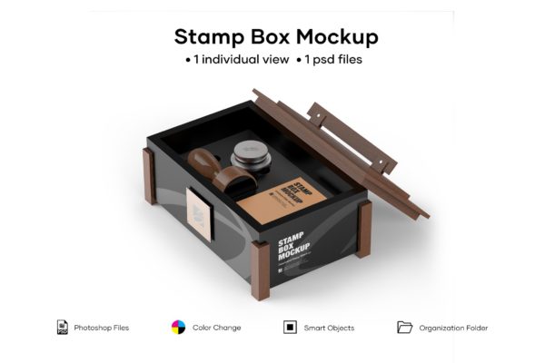文具邮票盒品牌VI设计展示效果图样机模板