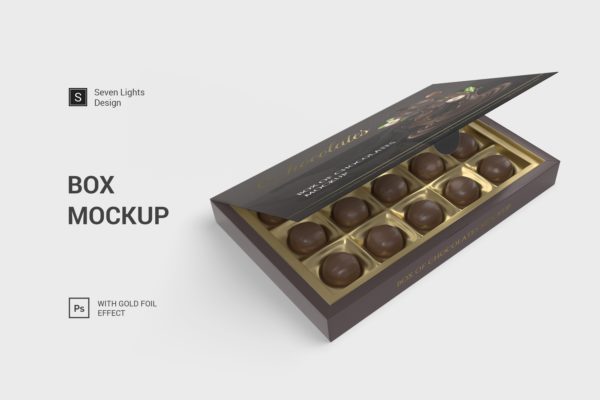 巧克力礼品包装盒设计样机模板