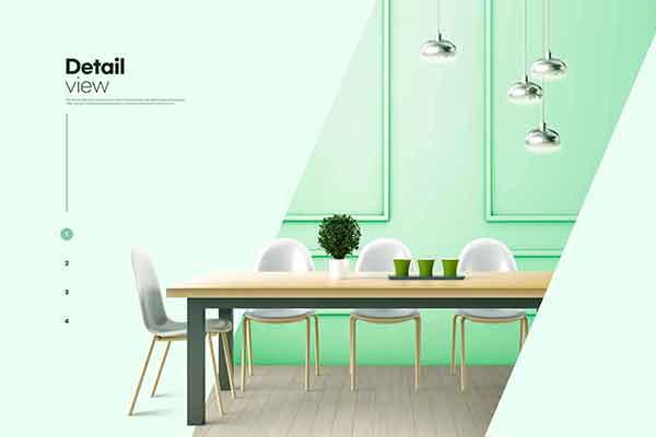 绿色主题现代室内家具装饰设计海报psd素材