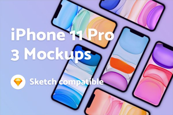 iPhone 11 Pro – Sketch 版的手机样机（SKETCH）