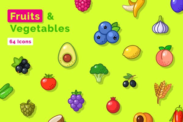 水果与蔬菜图标合集下载（SVG,PNG,SKETCH,FIG）