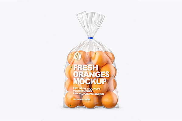 橘子塑料包装袋标签设计样机