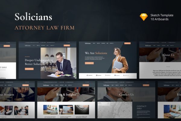 专业的高端法律律师事务所网站设计模板（sketch）