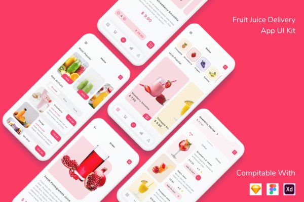 水果外卖相关的 App UI Kit（FIG,SKETCH,XD）