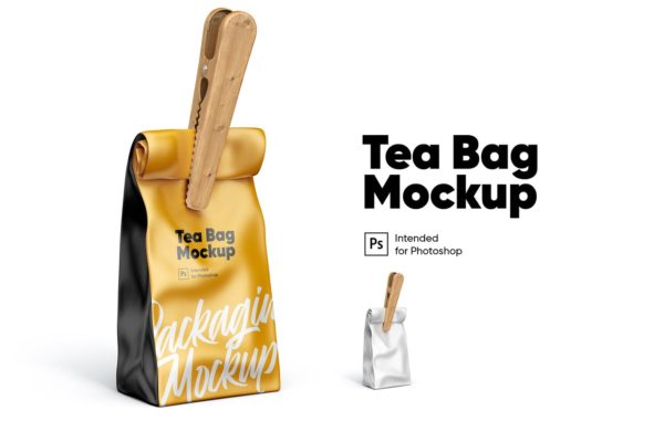 高品质的茶叶食品包装袋设计VI样机展示模型mockups