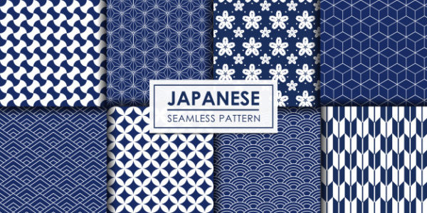 日本风装饰壁纸无缝图案系列矢量素材 [eps]