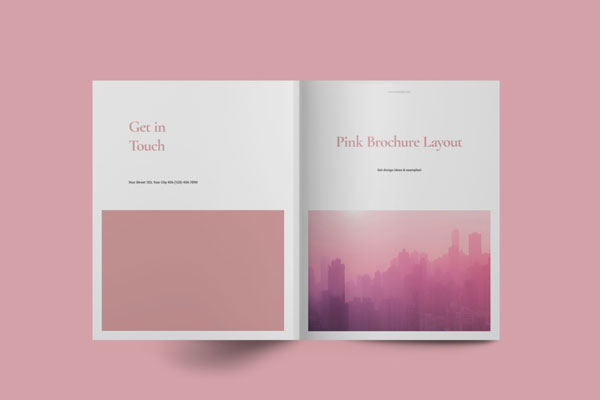 粉红色主题小册子排版布局设计模板