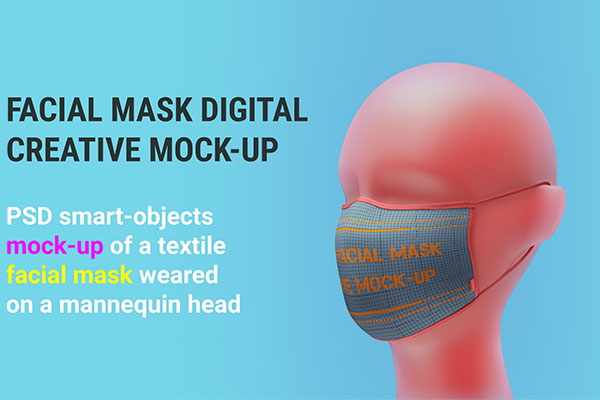 人体模型头上的口罩效果图样机素材