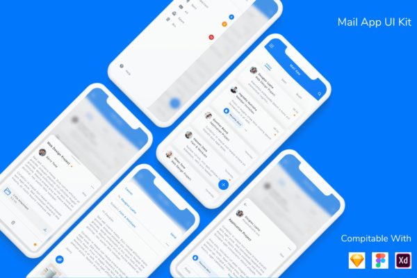 电子邮件客户端 App UI Kit（FIG,SKETCH,XD）