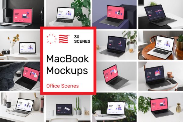 多种工作场景网站演示MacBook样机[1.45GB,PSD]