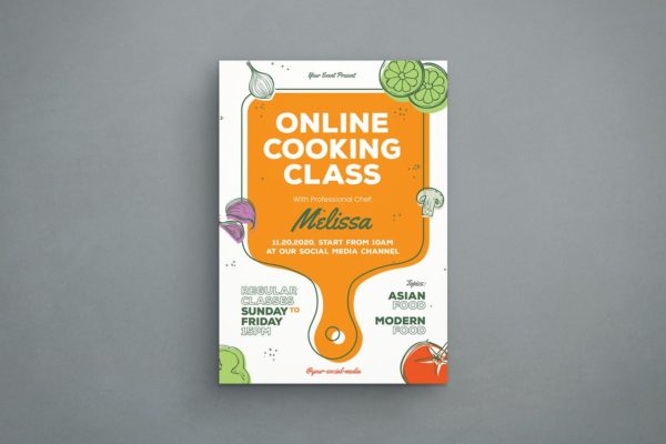 时尚高端简约清新多用途烹饪餐饮海报菜谱菜单设计模板-AI，PSD