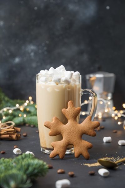 圣诞咖啡棉花糖和姜饼素材[JPG]