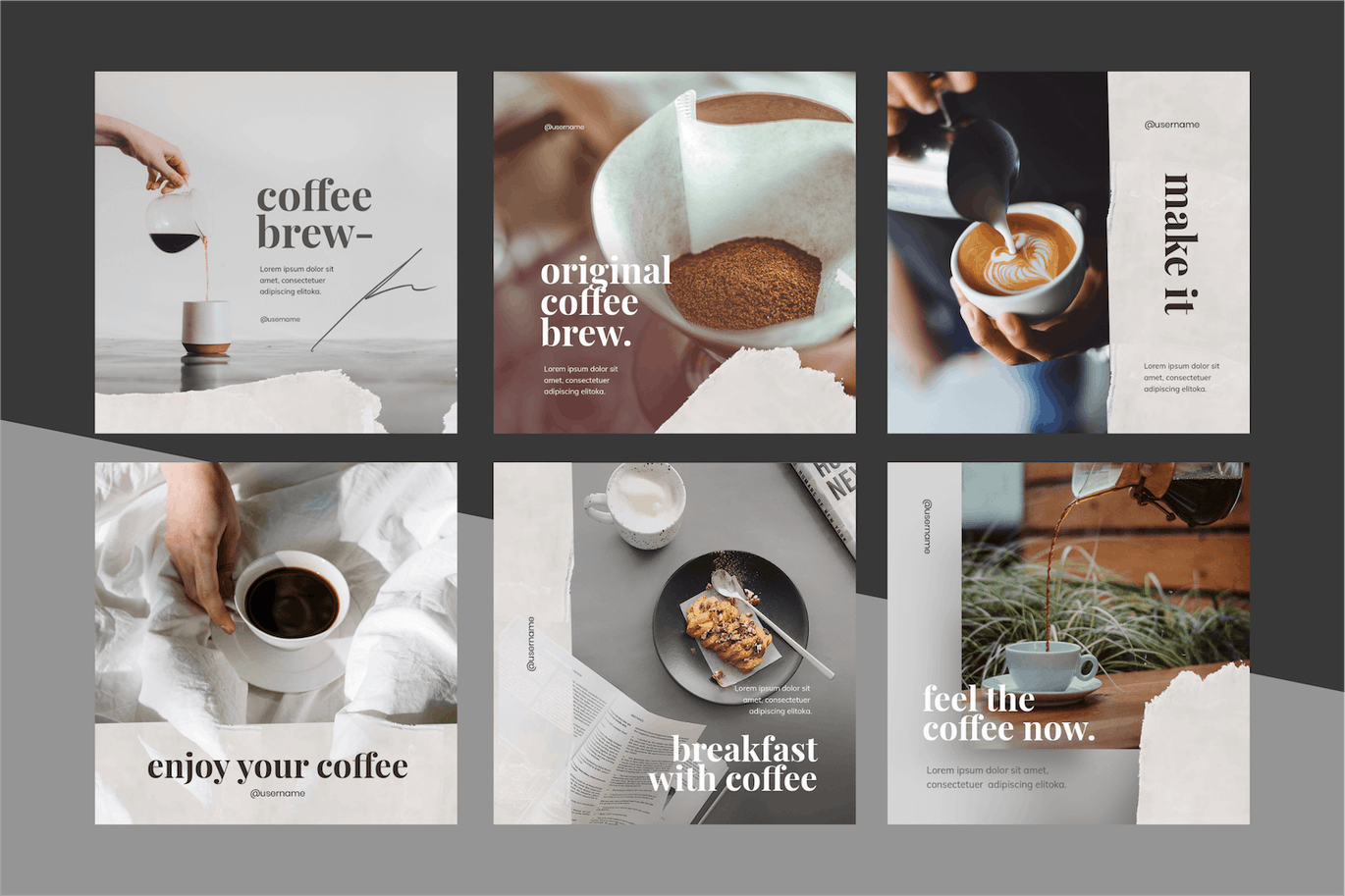 优雅时尚高端小资情调的咖啡店Instagram社交媒体banner海报设计模板集合插图2