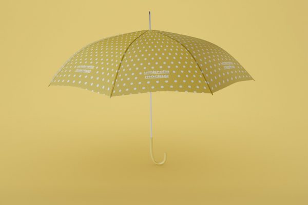 黄色斑点雨伞设计样机[PSD]