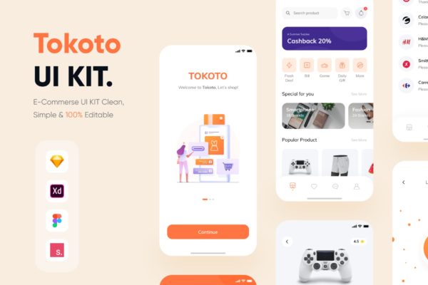 东京风格的电商 Apps UI Kit（FIG,SKETCH,XD）