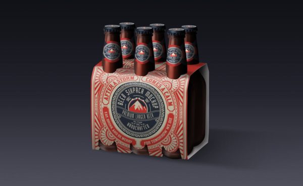 啤酒六包装盒模型样机（PSD）