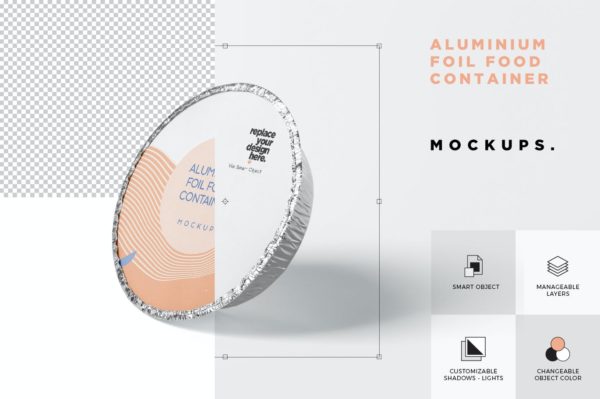 高品质的圆形铝箔视频包装设计VI样机展示模型mockups