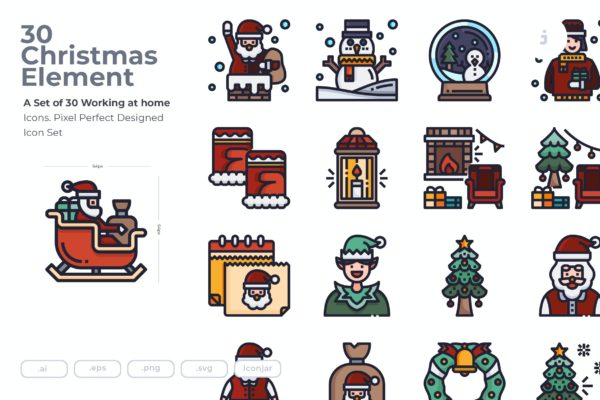 圣诞节设计元素图标集[AI,EPS,PNG,SVG]