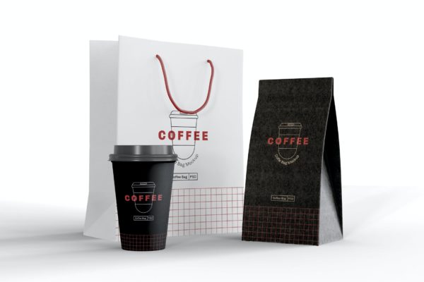 纸质咖啡纸袋包装样机模型[PSD]
