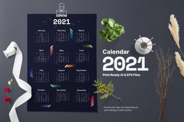 2021新年斜面日历模板[AI,EPS]