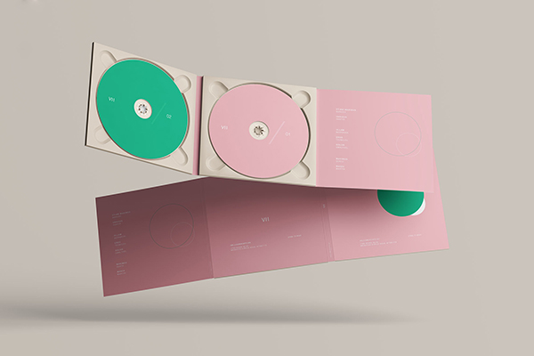高品质的CD光盘光碟包装设计VI样机展示模型mockups