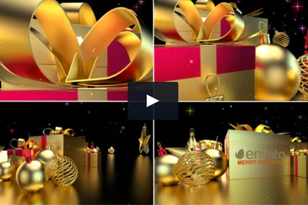 金色圣诞节氛围的动感视频AE模板下载[AEP]