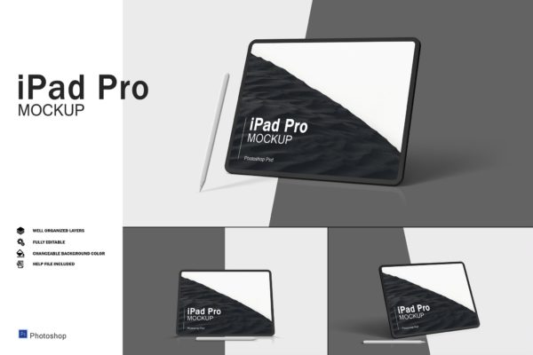 高端极简iPad Pro展示样机[PSD,PDF]