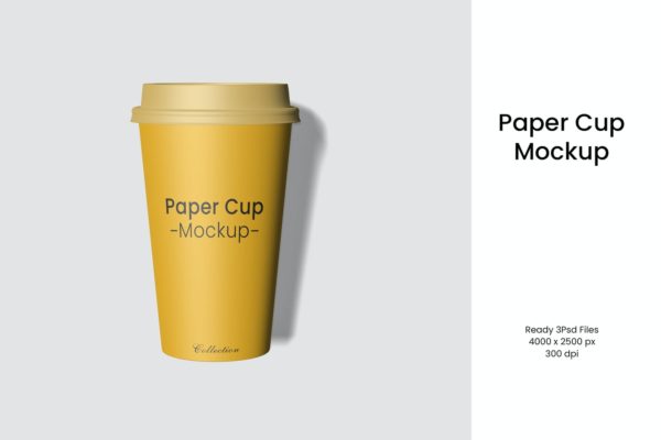 逼真质感的纸杯咖啡杯VI设计样机展示模型mockups