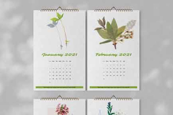 2021年新年日历花卉风格版本（indd）