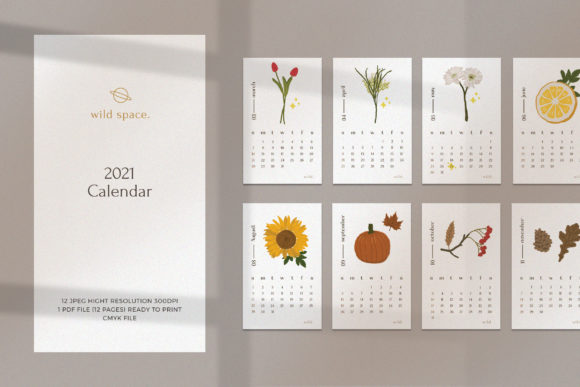 2021插图日历设计模板-可打印