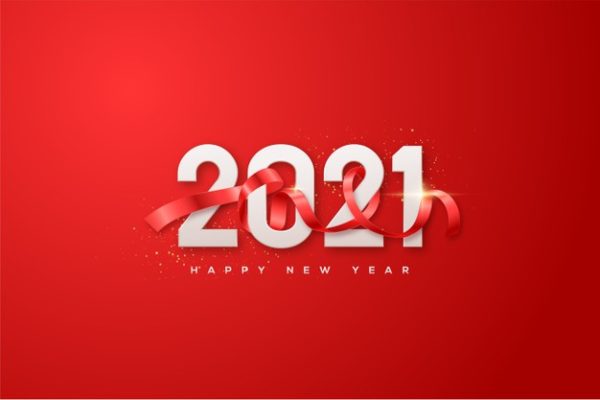 白色2021数字新年快乐