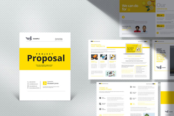 黄色配色主题项目建议书排版设计模板