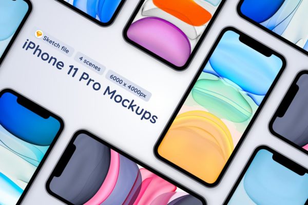 时尚高端专业的高品质iPhone 11 Pro APP UI样机展示模型mockups-sketch