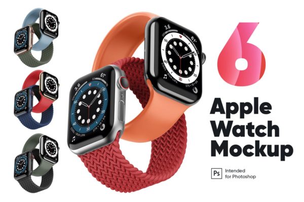 Apple Watch 6 UI样机展示模型mockups