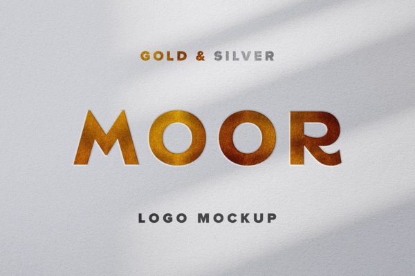 高品质的黄金和白银logo标志设计VI样机展示模型mockups