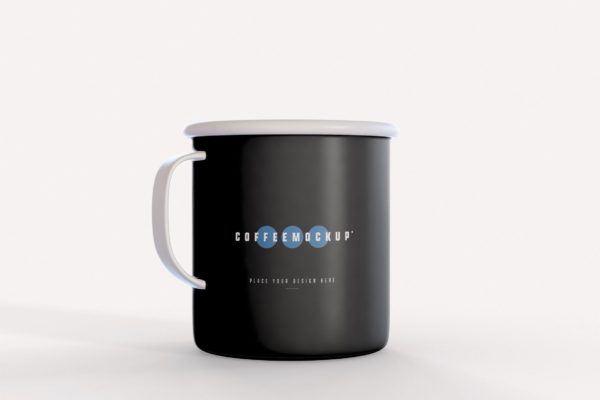 单独搪瓷马克杯咖啡杯设计样机（PSD）