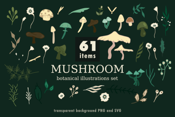 蘑菇植物插画素材集