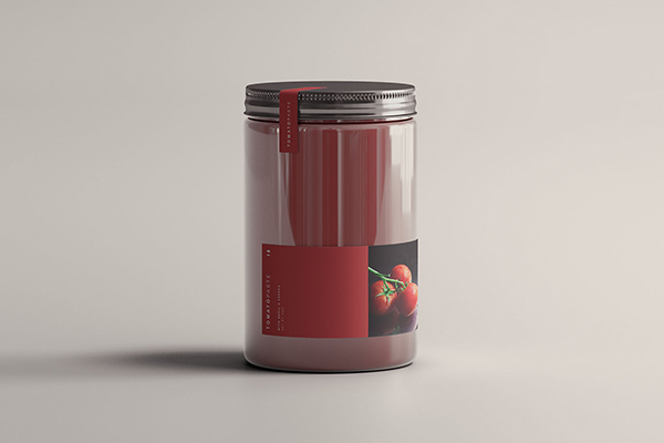 高品质的逼真质感番茄酱食品包装设计VI样机展示模型mockups