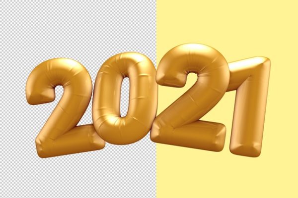 2021新年金色气球素材[PSD]