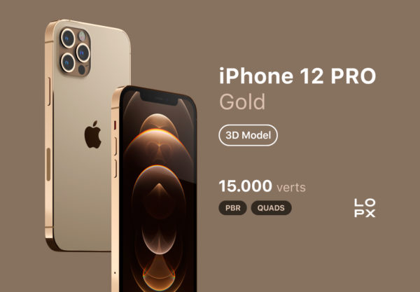 iPhone 12 PRO 金色版3D模型下载[blend,OBJ,FBX]