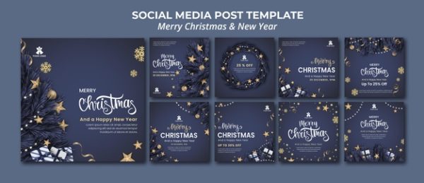 Instagram圣诞节和新年发布模板 [PSD]