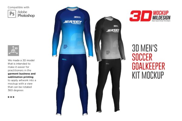 3D男子足球守门员服装样机psd套件